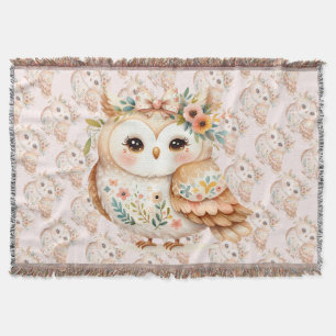 Couverture Boho Cottagecore Owl Floral Farmcore Charme