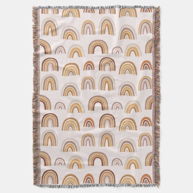 Couverture Boho Desert Rainbow Abstrait Arch Motif Taupe (devant Vertical)