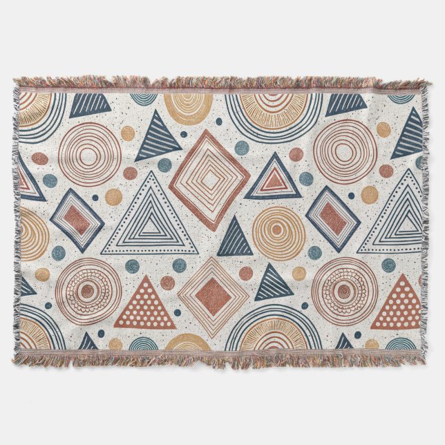 Couverture Boho formes géométriques Abstraites Motif en terre (Devant)