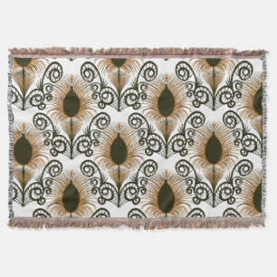 Couverture Boho Peacock Bijou en plumes Tone Golden Brown