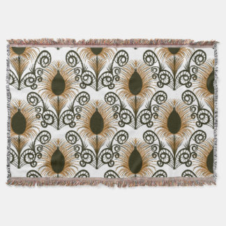 Couverture Boho Peacock Bijou en plumes Tone Golden Brown