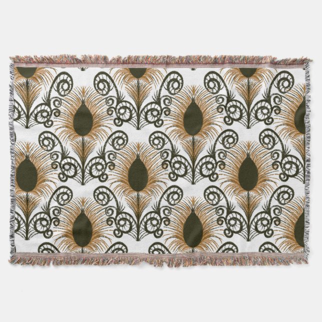 Couverture Boho Peacock Bijou en plumes Tone Golden Brown (Devant)