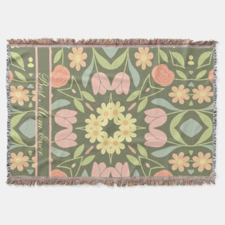 Couverture Boho personnalisé Floral tissé Lait Blanche