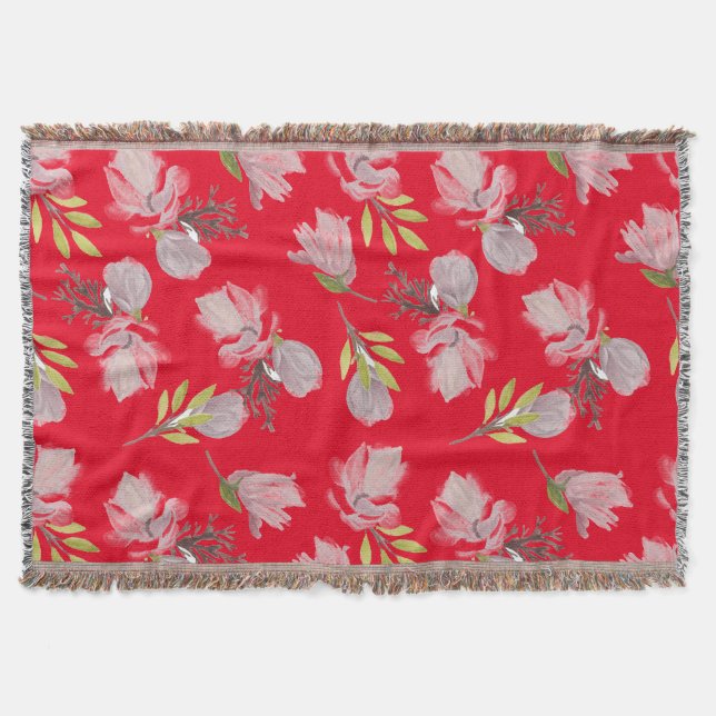 Couverture Boho rouge motif aquarelle florale belle moderne (Devant)