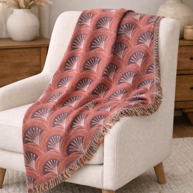 Couverture Boho Terracotta Éventail de Palmier en Coquille  (Créateur téléchargé)