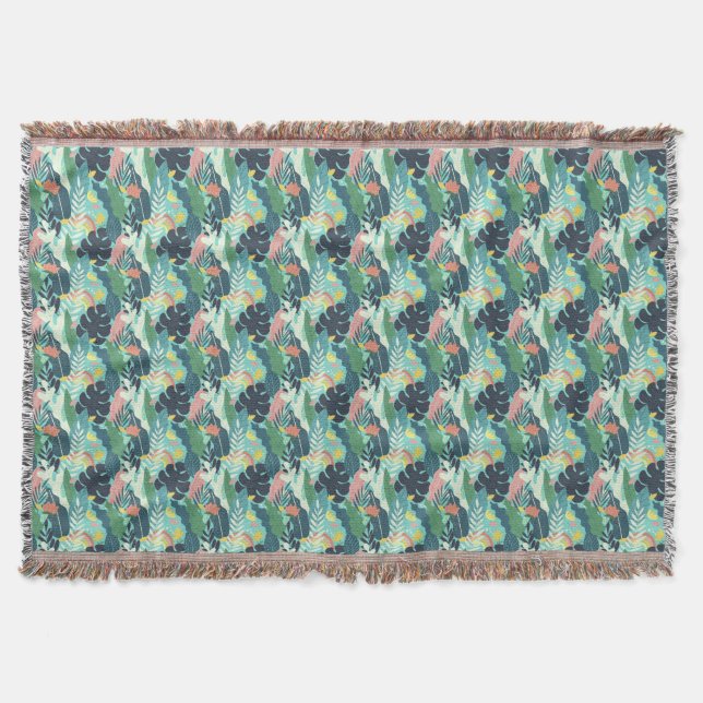 Couverture Boho vert poussiéreux sauge vert marine bleu tropi (Devant)