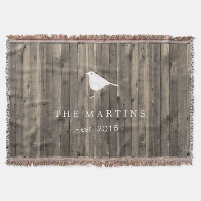 Couverture Bois Brown rustique et oiseau blanc doux (Devant)
