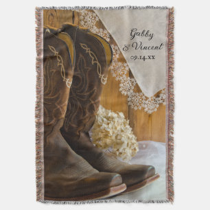 Couverture Boots Cowboy et dentelle Pays Mariage de l'Ouest