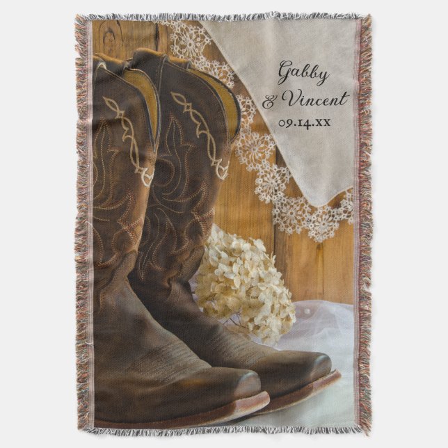 Couverture Boots Cowboy et dentelle Pays Mariage de l'Ouest (devant Vertical)