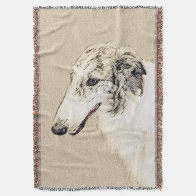 Couverture Borzoi (Argent Brindle) Peinture Chien Art origina (devant Vertical)