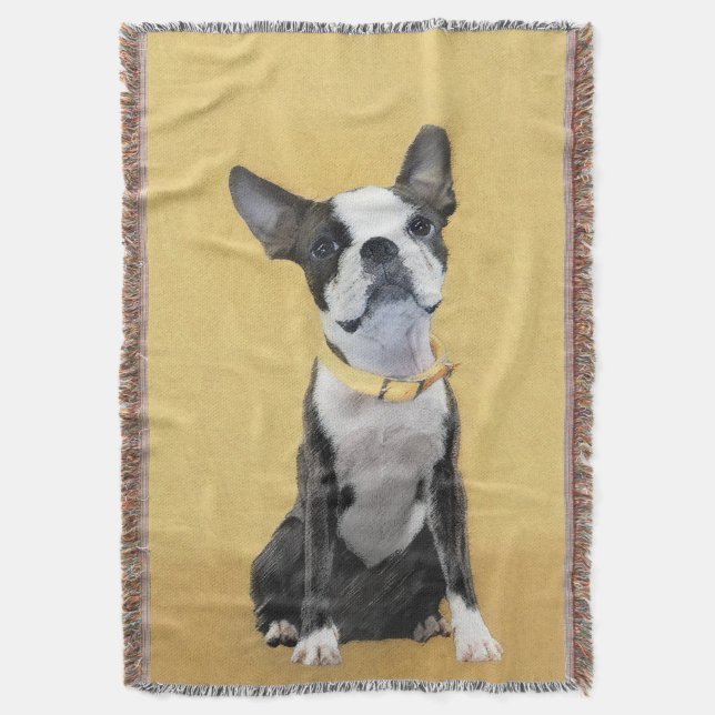 Couverture Boston Terrier Peinture - Cute Original Chien Art (devant Vertical)