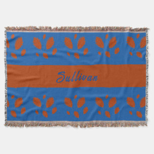 Couverture Botanique Joli Feuilles Brown sur Royal Blue Desig