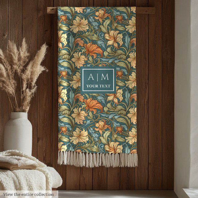 Couverture botanique pastel d'inspiration Morris c (Classic Morris inspired pastel botanical blanket)