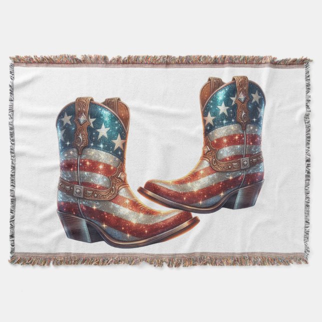 Couverture Bottes de cow-boy Drapeau Américain Bling (Devant)