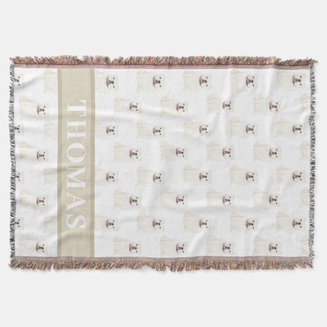 Couverture Bouledogue anglais personnalisé (Blanc) (Devant)