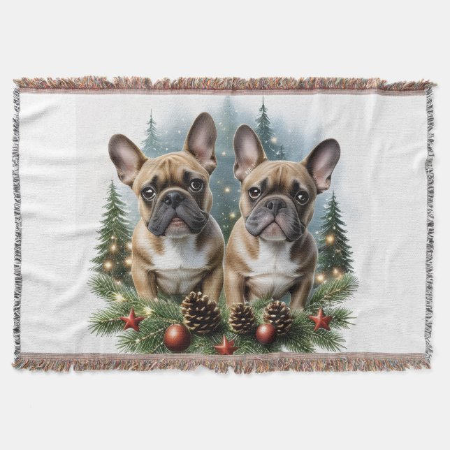 Couverture Bouledogue français Couronne de Noël Bulldog (Devant)