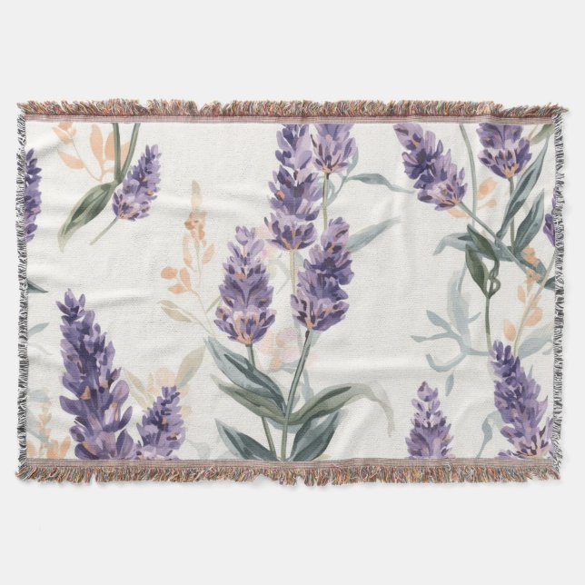 Couverture Bouquet de Lavande Aquarelle Botanique Fleur Viole (Devant)