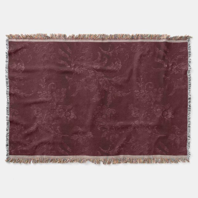 Couverture Bourgogne Foncé Floral Noël Rouge Profond (Devant)