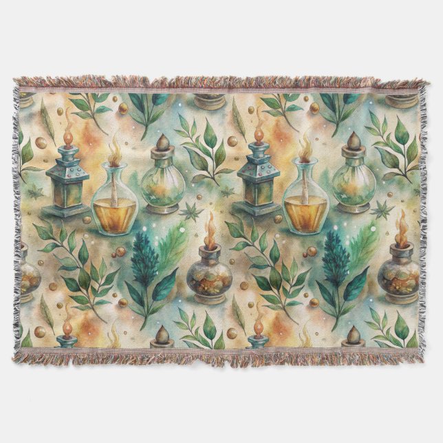 Couverture Bouteilles de potion antiques vert ambre botanique (Devant)