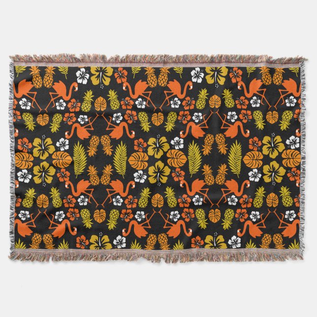 Couverture Bright Orange Floral Tropical Motif (Devant)