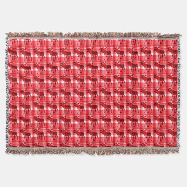 Couverture Bright rouge plaid lanceur d'orignal (Devant)