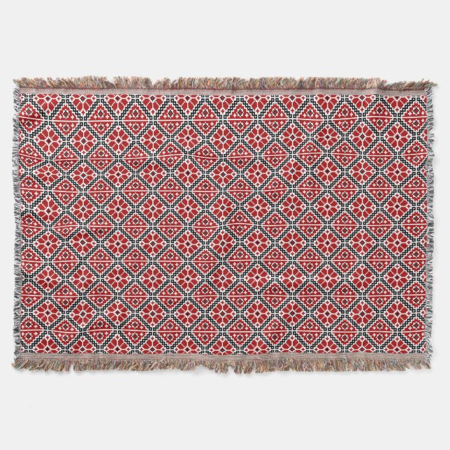 Couverture Broderie Ethnique Slave, Traditionnelle Balkanique (Devant)
