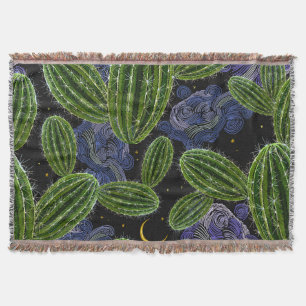 Couverture Broderie mexicaine : Cactus Night Seamless.