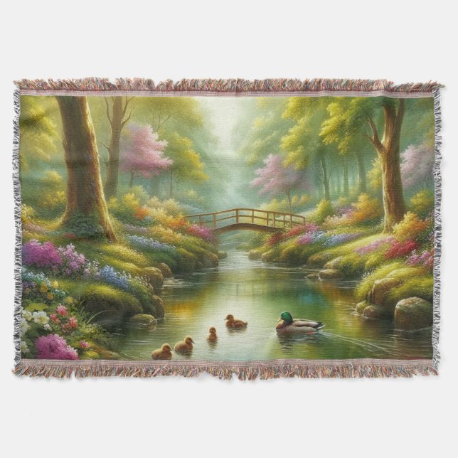 Couverture Brook de printemps avec canards/fleurs (Devant)