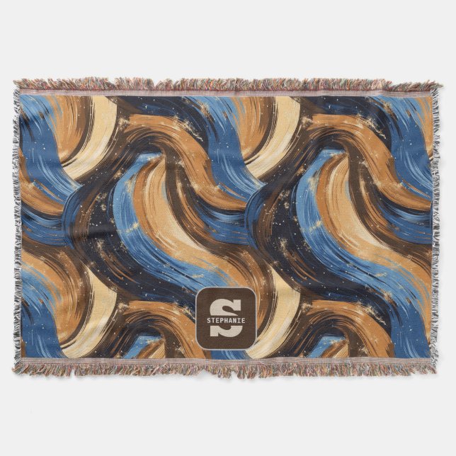 Couverture Brosses Abstraites en bleu et Brown (Devant)