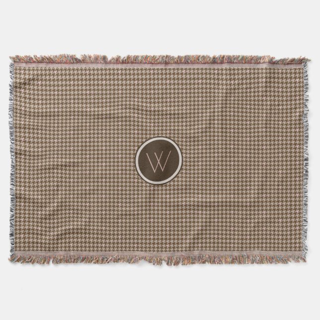 Couverture Brown avec Rose Gold Houndstooth Jetez la couvertu (Devant)