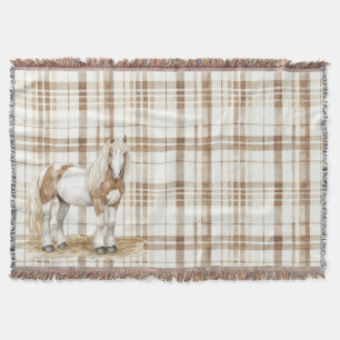 Couverture Brown Blanc Horse Plaid Stripes