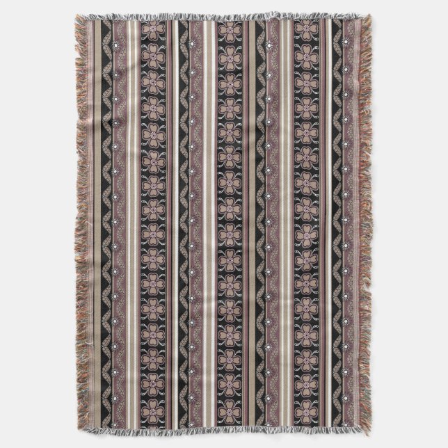 Couverture Brown noir mexicaine bandes ornementales (devant Vertical)