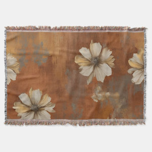 Couverture Brûlé Orange Beige Grey Farmhouse Floral