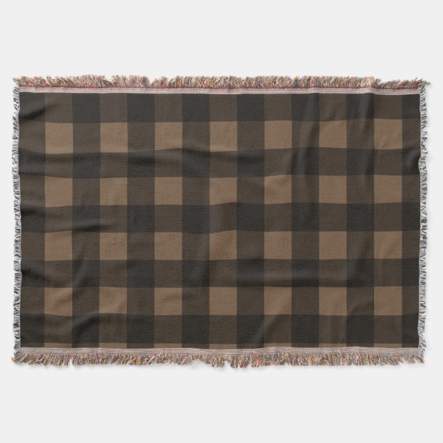 Couverture Buffalo plaid couleur personnalisée brun (Devant)