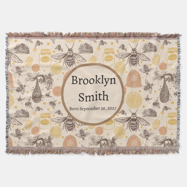 Couverture Bumblebee Vintage de miel personnalisé (Devant)