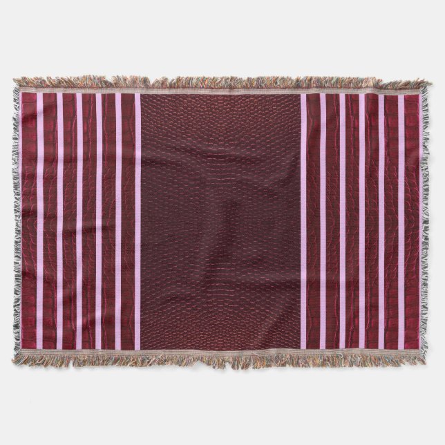 Couverture Burgundy Exotic Faux Snake Leather Linear Stripe (Devant)