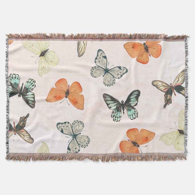 Couverture Butterfly Pattern Fleece Cotton Throw Blanket (Devant)