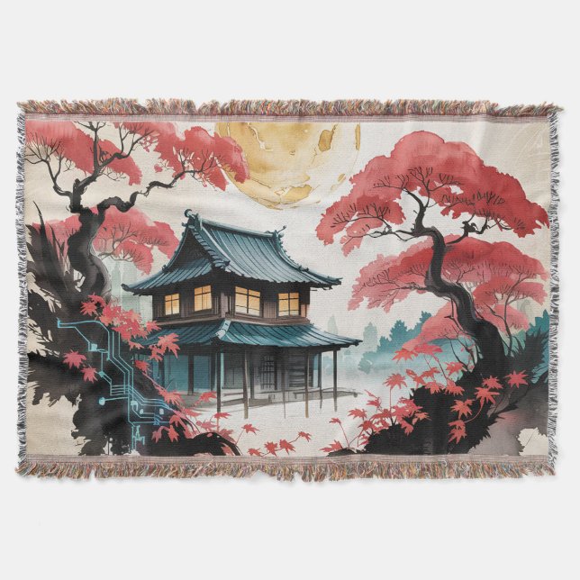 Couverture Cabane au Clair de Lune Forêt Japonaise Art (5) (Devant)