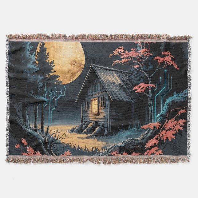 Couverture Cabane au Clair de Lune Forêt Japonaise Art (6) (Devant)