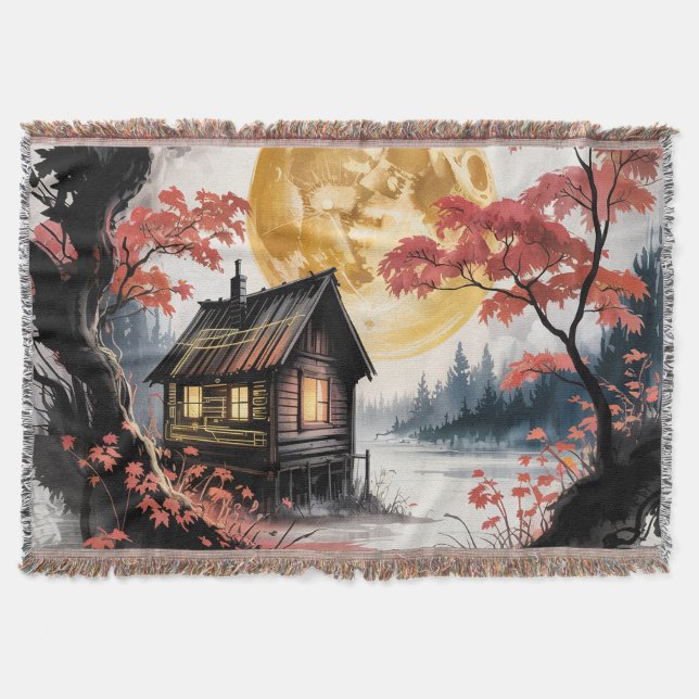 Couverture Cabane au clair de lune Forêt japonaise Art (7) (Devant)