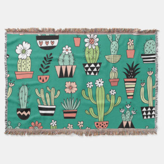 Couverture Cactus en floraison Arrière - plan vert Vintage