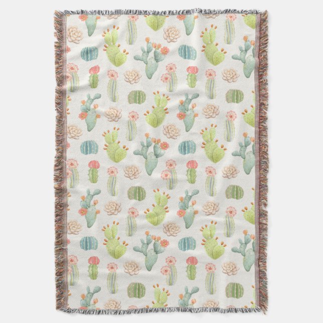 Couverture Cactus en pastel mou et motif succulent (devant Vertical)