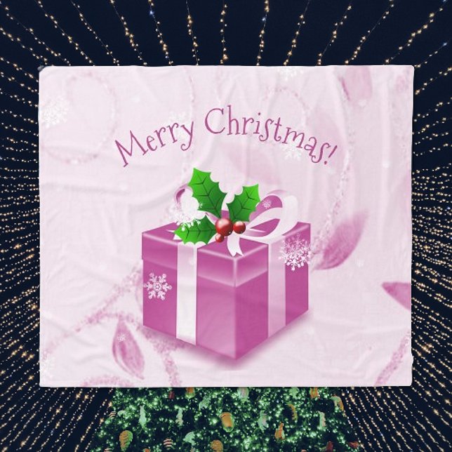 Couverture cadeau de Noël rose (Pink Christmas Gift Holiday Blanket)