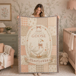 Couverture Cadeau Personnalisé Petite Oie Bébé Fille