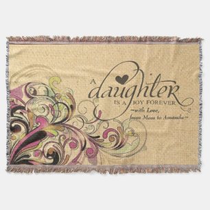 Couverture Cadeau personnalisé pour fille Burlap Floral rétro