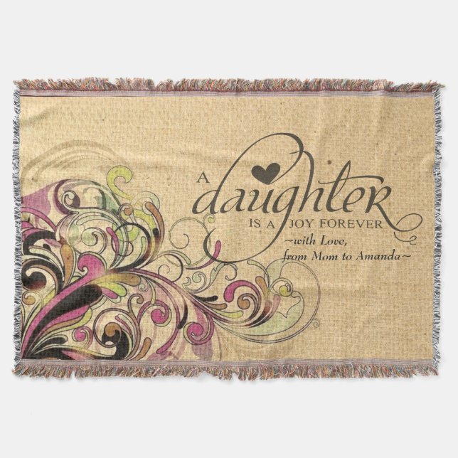 Couverture Cadeau personnalisé pour fille Burlap Floral rétro (Devant)