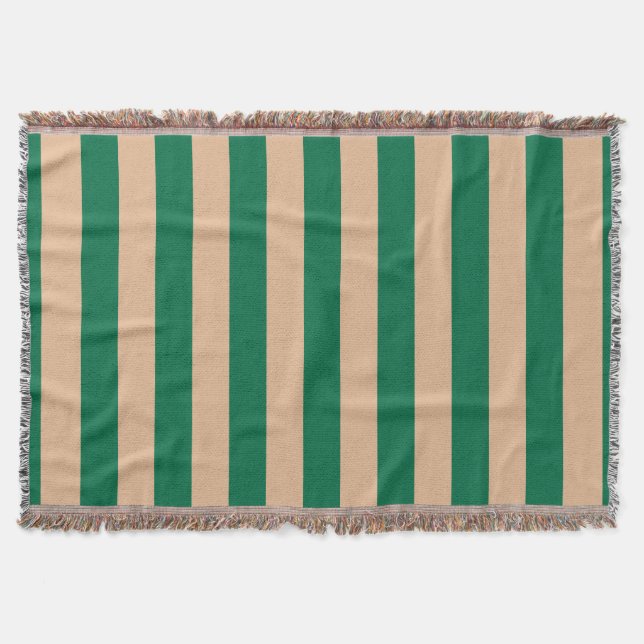Couverture Camel Beige & Classic Green Stripe (Devant)