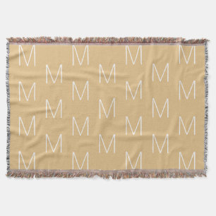 Couverture Camel monogramme kaki personnalisé lettre initial