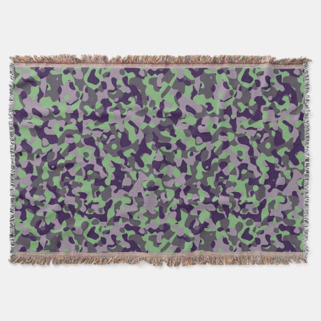 Couverture camo abstrait vert et violet délavé (Devant)