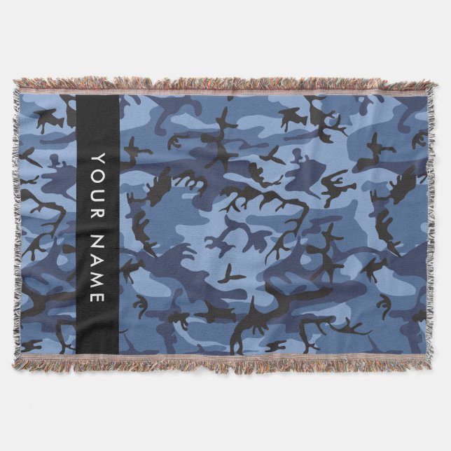 Couverture Camouflage bleu marine Votre nom Personnalisez (Devant)